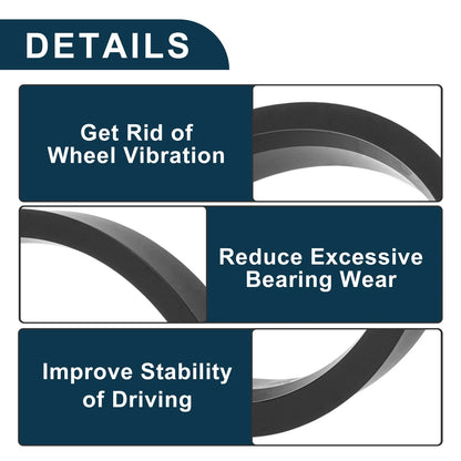 2X Wheel Hub Centric Rings for Car (OD 76.1mm ID 66.1mm) Black Polycarbonate