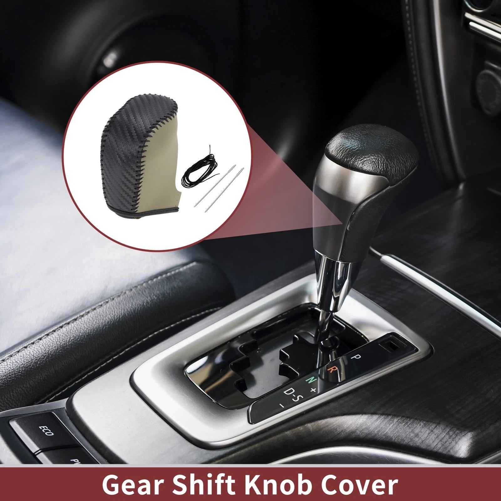 Gear Shift Knob Cover Replacement for Hyundai Sonata (2011–2014) Black Beige