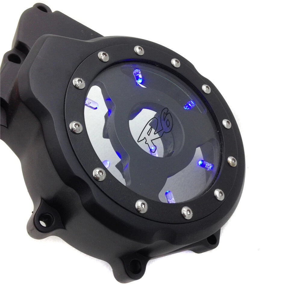 Blue LED Left Engine Stator Cover for Yamaha YZF-R6 (2006–2021)