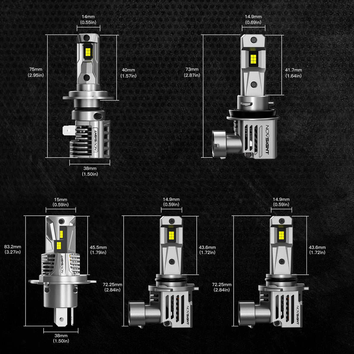 H7 LED Headlight Bulb Kit for NOVSIGHT (18000LM, 6500K)