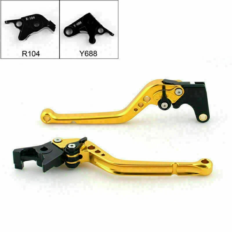 Long Brake Clutch Levers for Yamaha YZF R6 (2005–2014), YZF R1 (2004–2008) - Gold T9