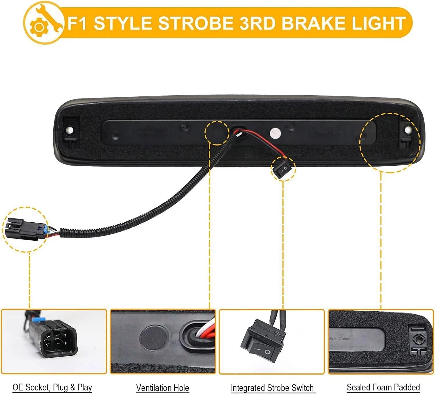 LED Third Tail Brake Light for Chevy Silverado GMC Sierra 1500 2500 3500 (1999–2007)