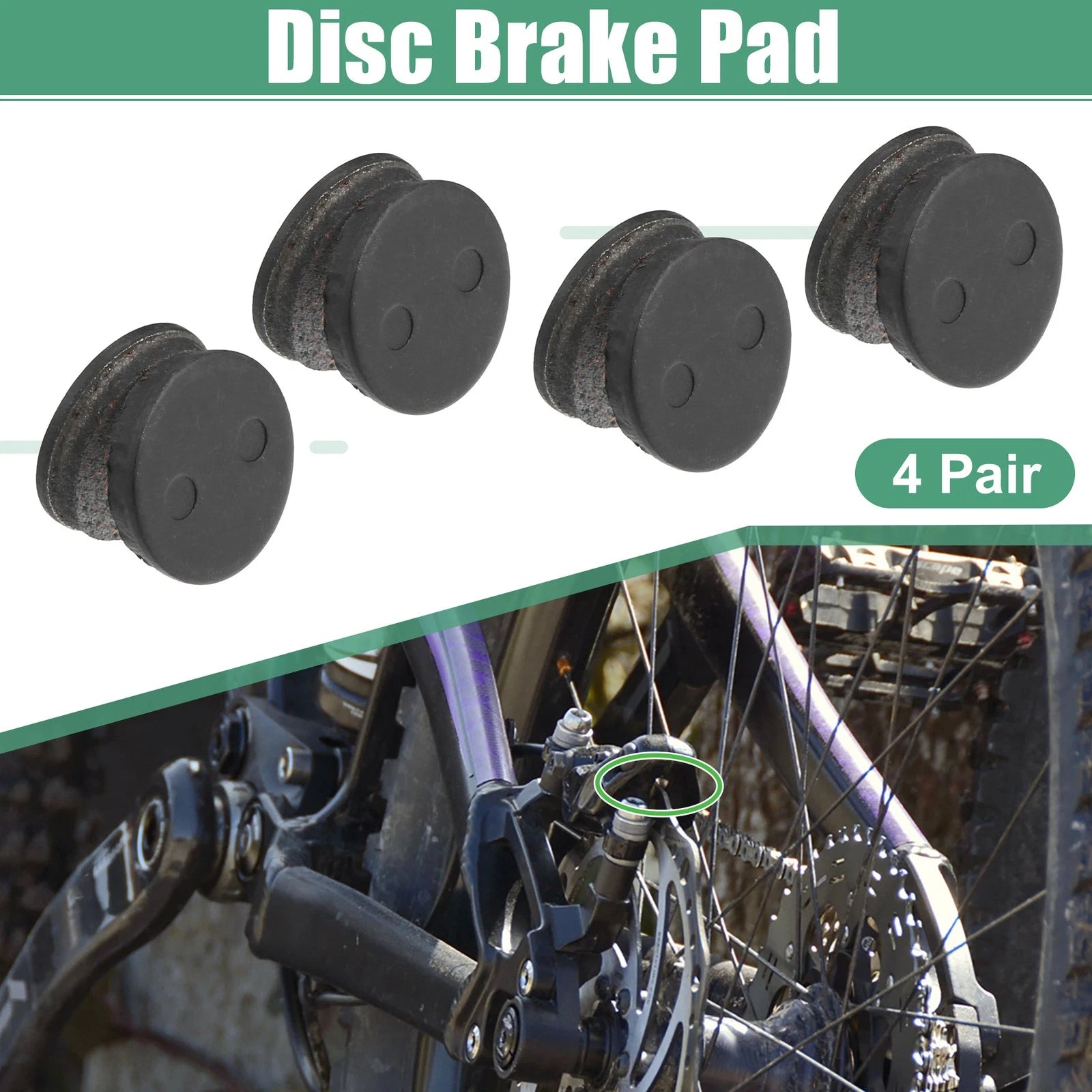 Brake Pads Semi Metallic Replacement Pair for Bicycle Bike (Black) (4-Pack)