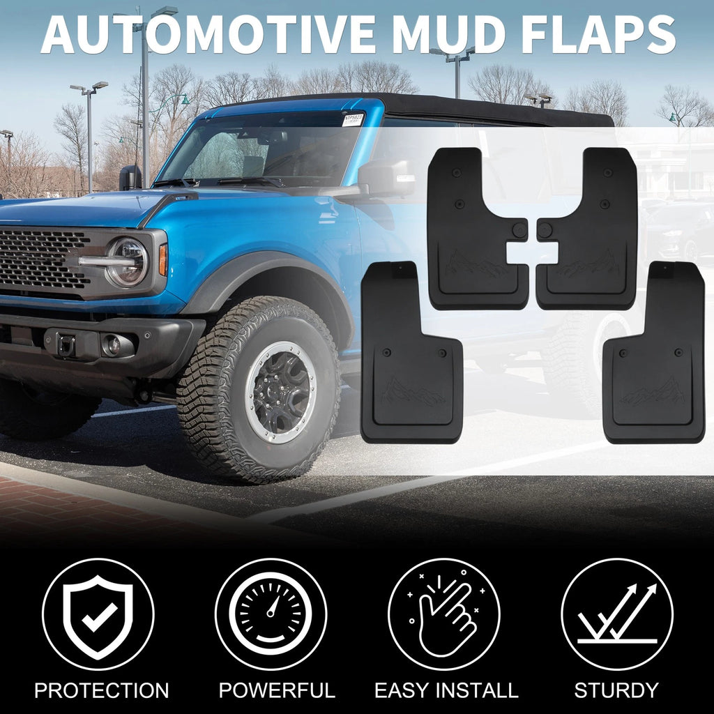 Mud Flaps Kit for Ford Bronco (2021–2025) 2/4-Door No-Drill