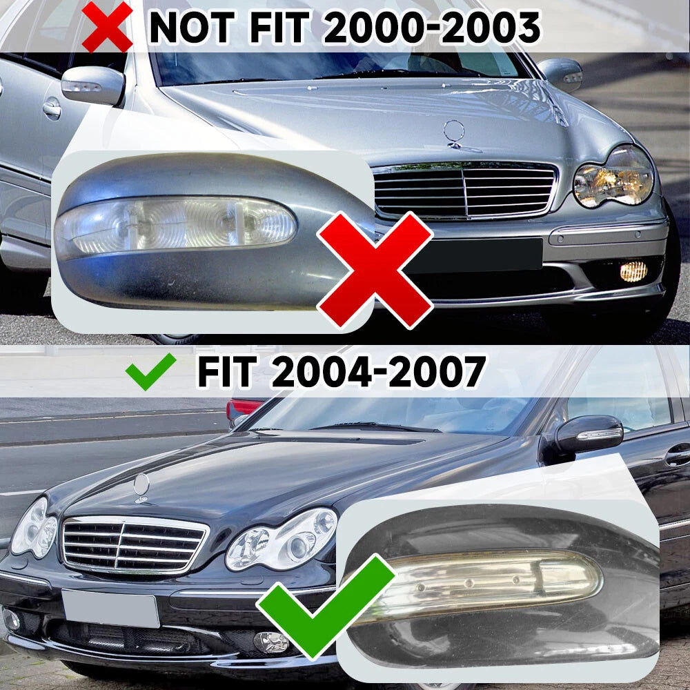 Sequential LED Side Mirror Turn Signal Light for Mercedes W203 C-Class (2000–2007)