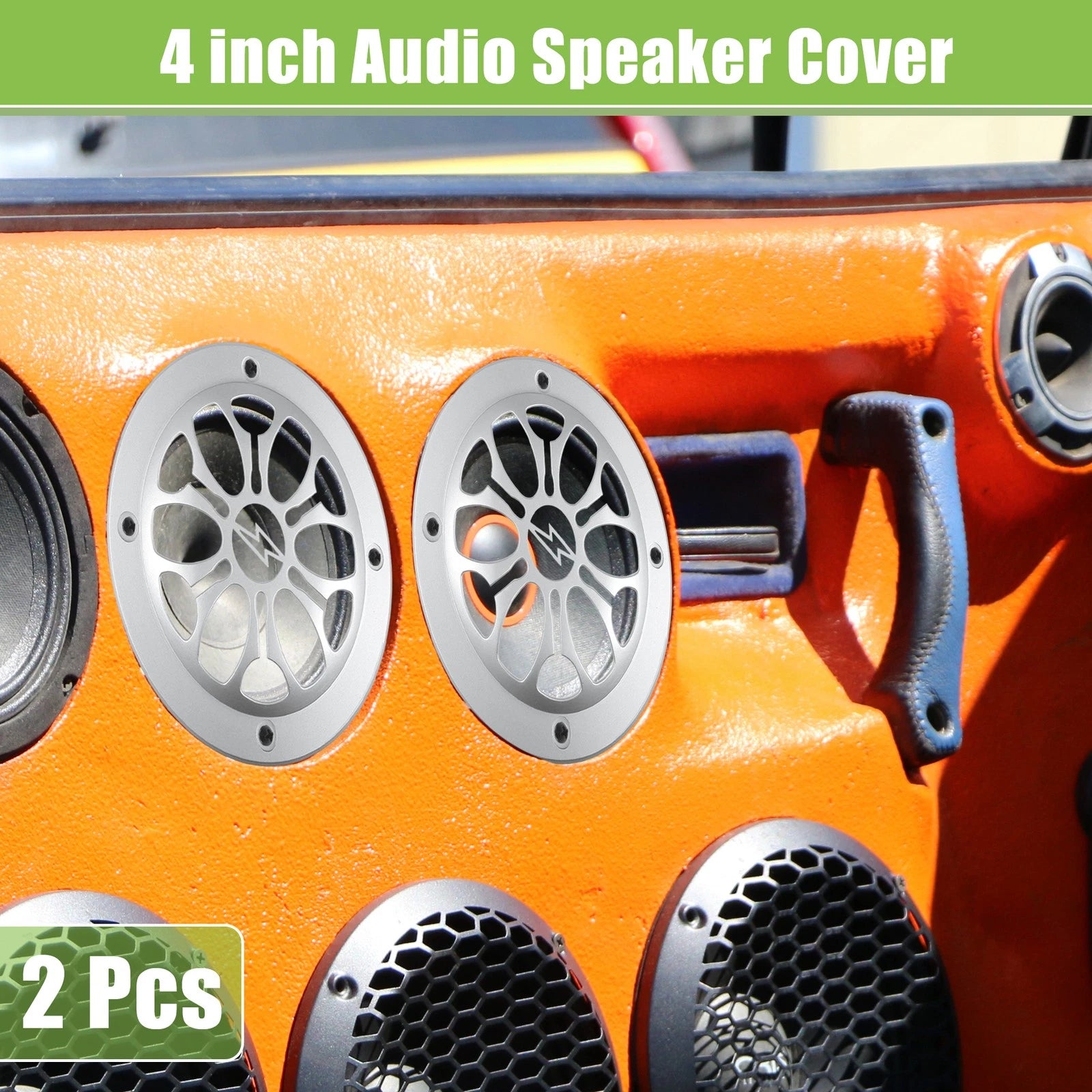 2X 4" Car Speaker Grill Cover for Universal Subwoofer (Silver Tone)