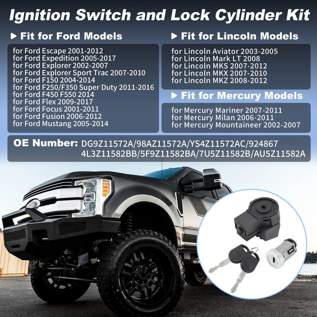 Ignition Switch Lock Cylinder Kit for Ford Expedition (2005–2017) No.5F9Z11582BA