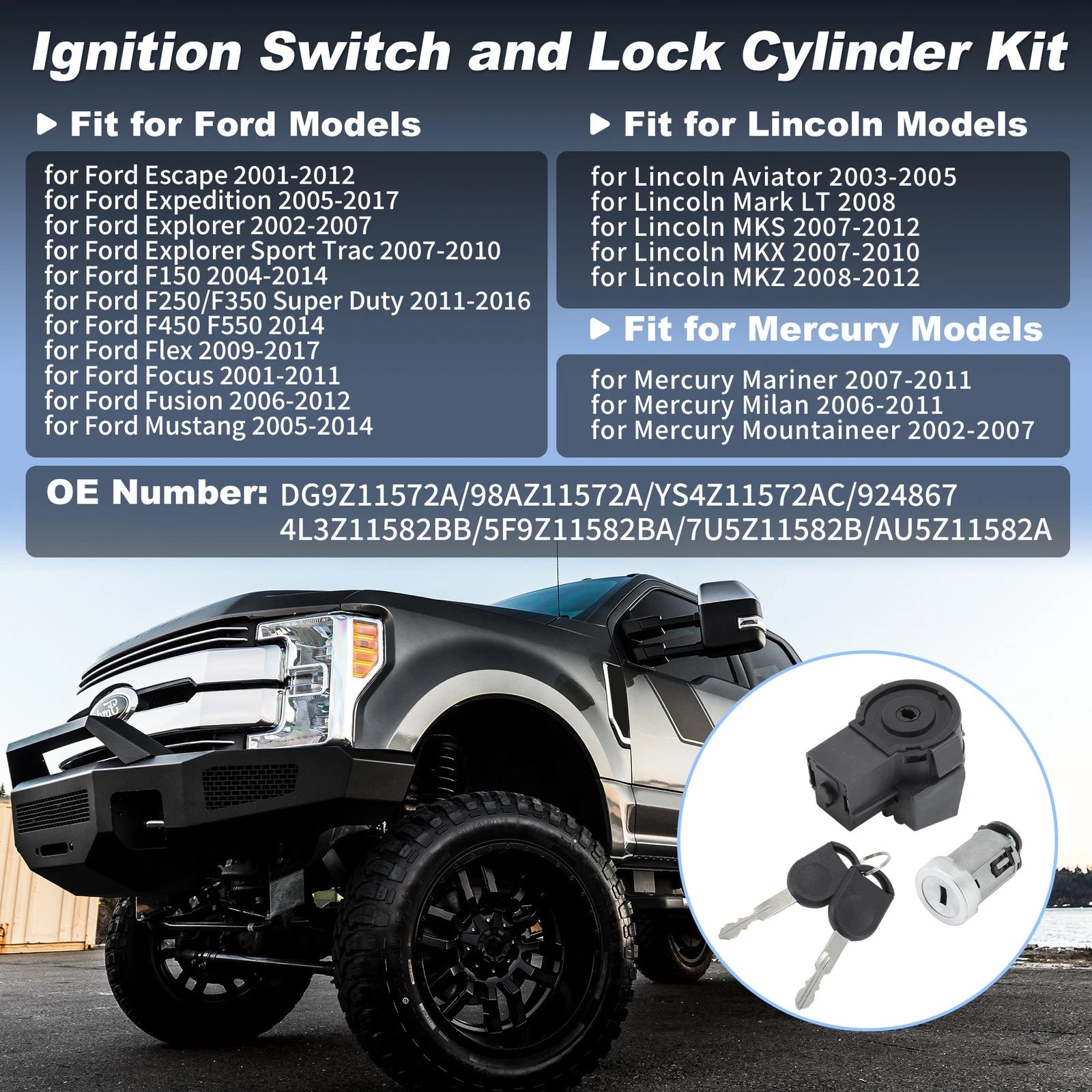 Ignition Switch Lock Cylinder Kit for Ford Expedition (2005–2017) No.5F9Z11582BA