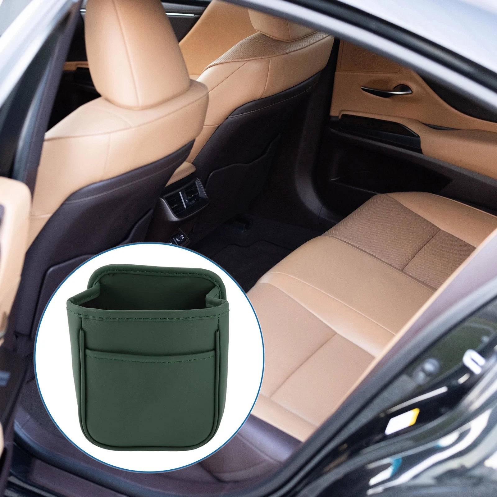 Car Trash Can for Universal Fit (Portable, Hanging, Green)