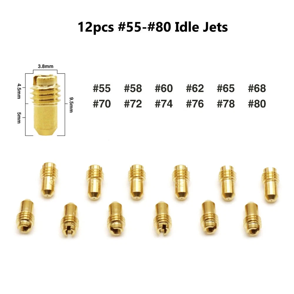 12Pcs Carburetor Pilot Jets #55-#80 for Dellorto PHBG (Replace)