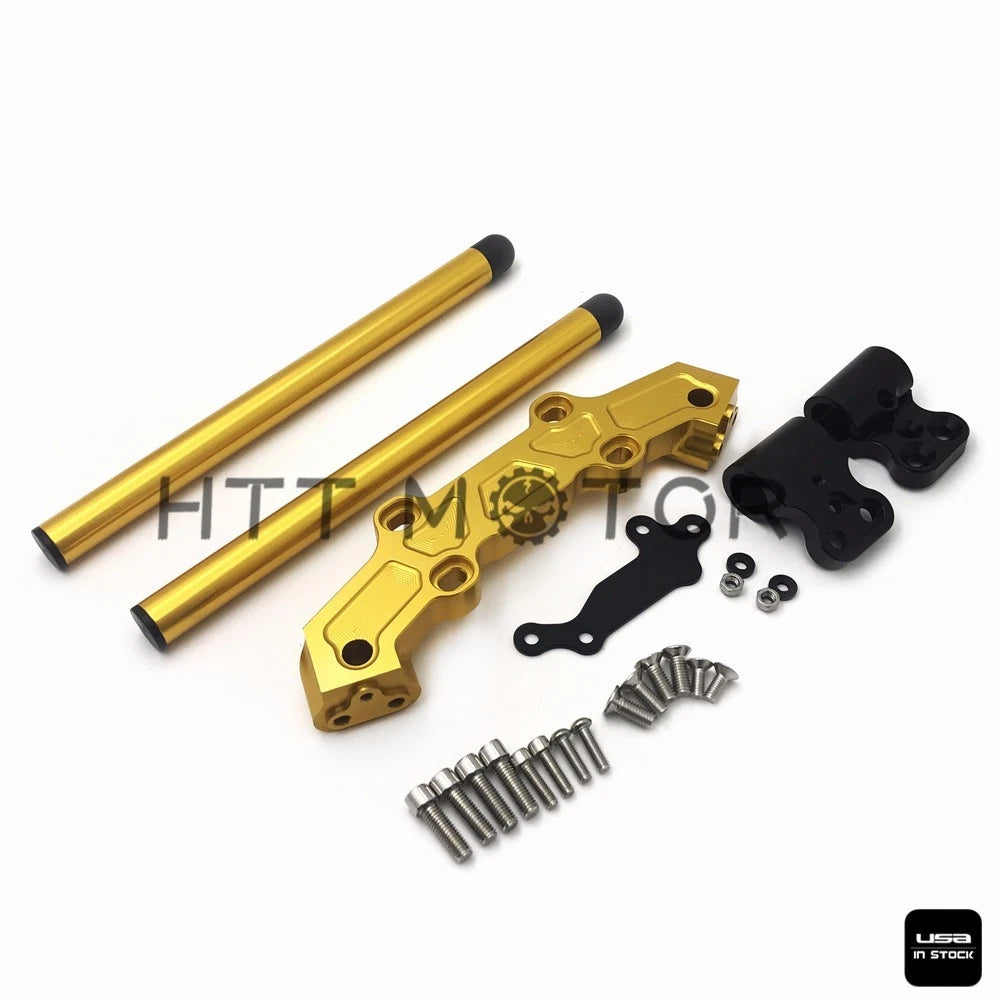 Clip-On Adapter Plate & Handlebars Set for Yamaha MT-09 FZ-09 (2013–2016) Gold