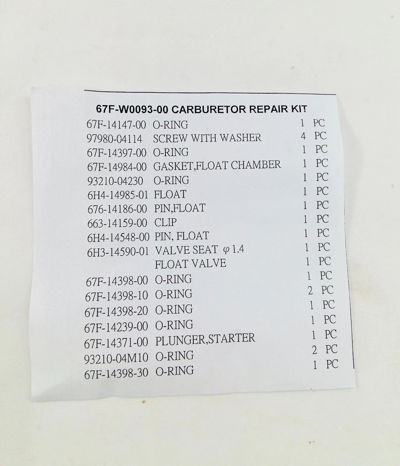 Carburetor Kit for Yamaha/Mariner/Mercury 75hp-100hp (67F-W0093-00-00)