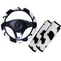 Set of 3 Steering Wheel Covers for Universal Fit (Cow Pattern)