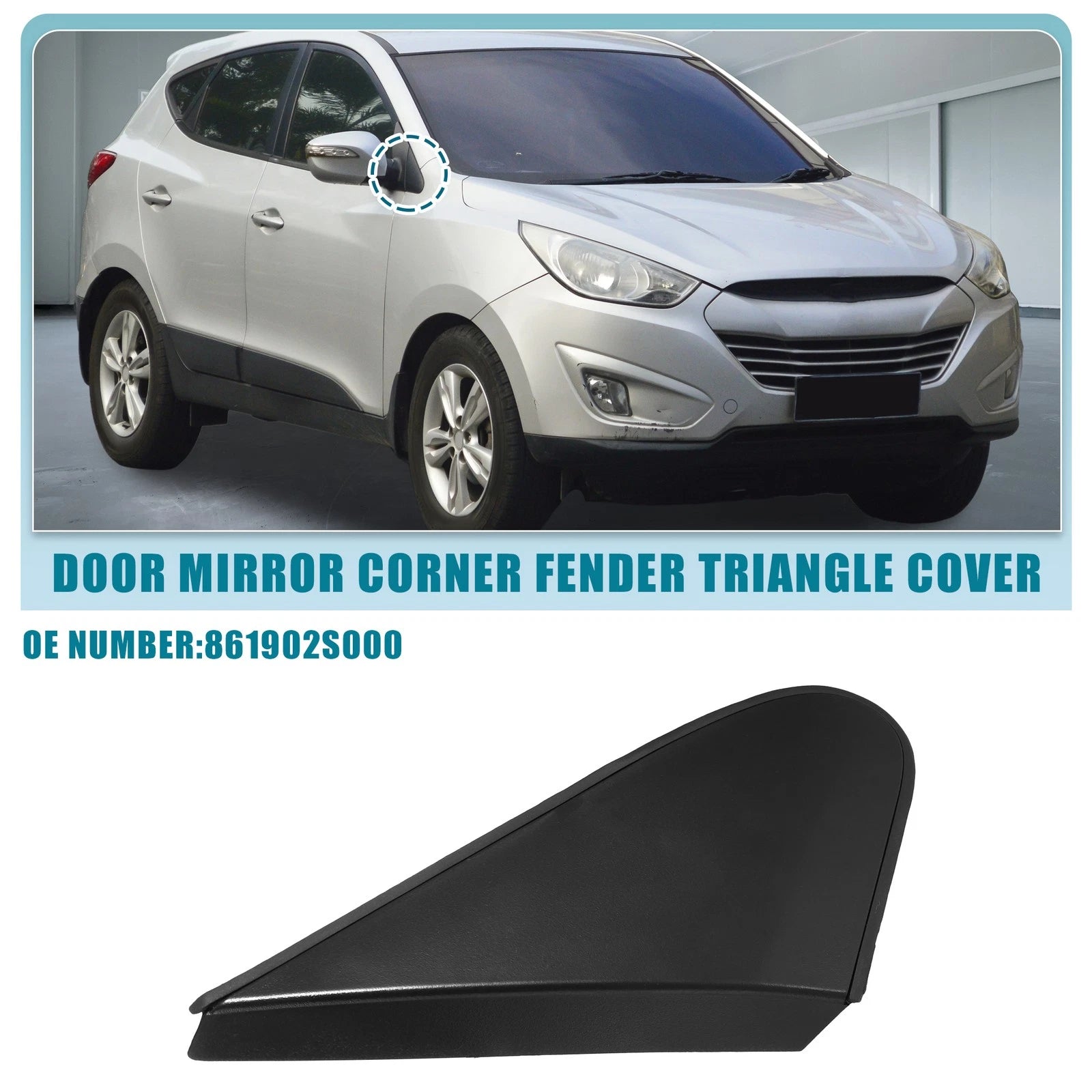 Right Mirror Corner Fender Triangle Cover Replacement for Hyundai Tucson (2010–2023)