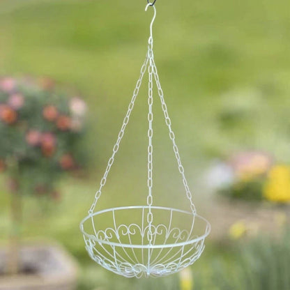 Hanging Basket for Home Decor - White Wall Mounted Iron Planter