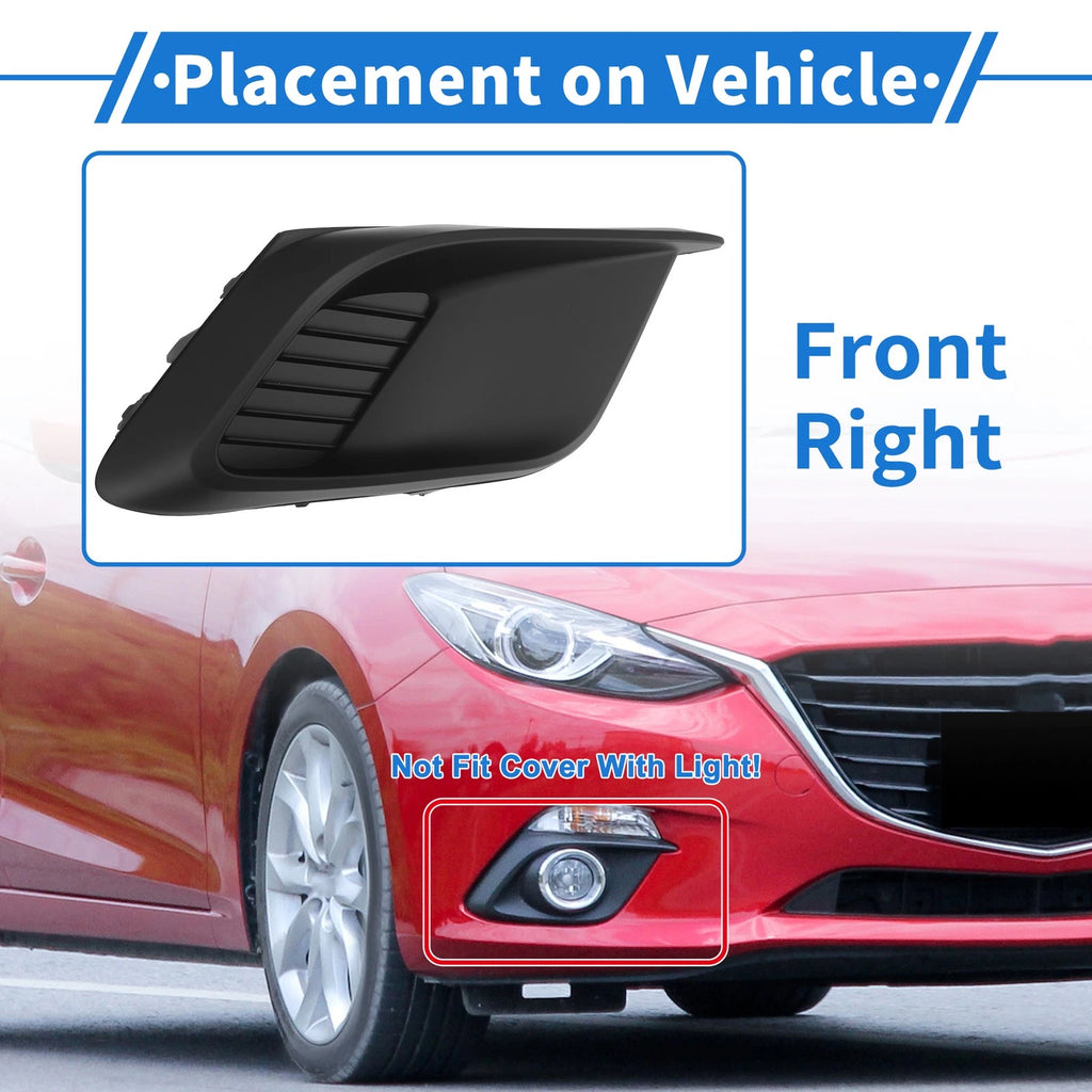 Front Right Fog Light Grill Replacement for Mazda 3 (2014–2016) Black ABS