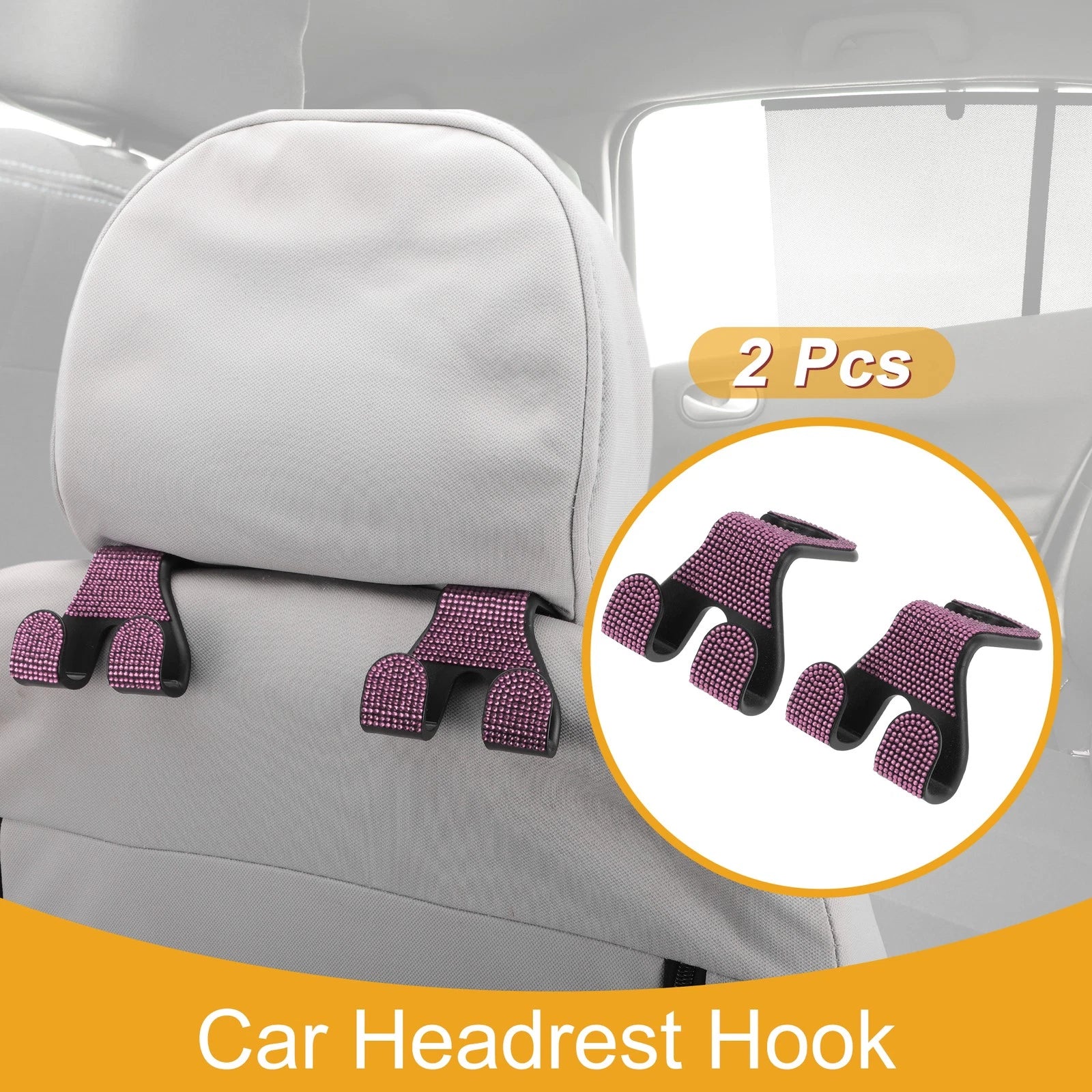2 Pcs Universal Car Seat Headrest Hook for Hanging Purses (Pink)
