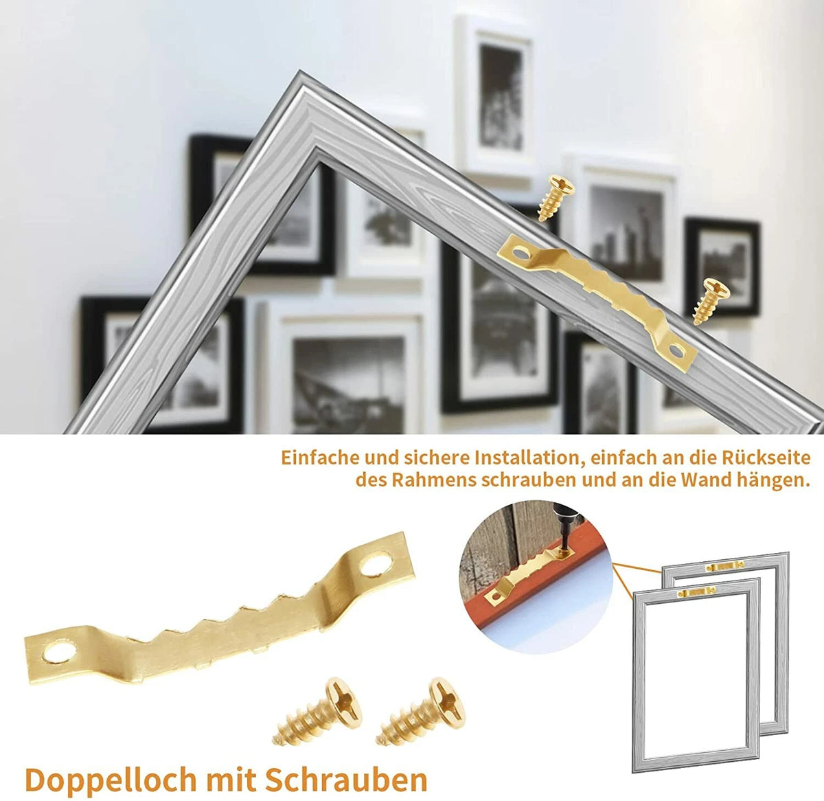 300Pcs Stainless Steel Saw Tooth Picture Frame Hanger Hooks + Screws