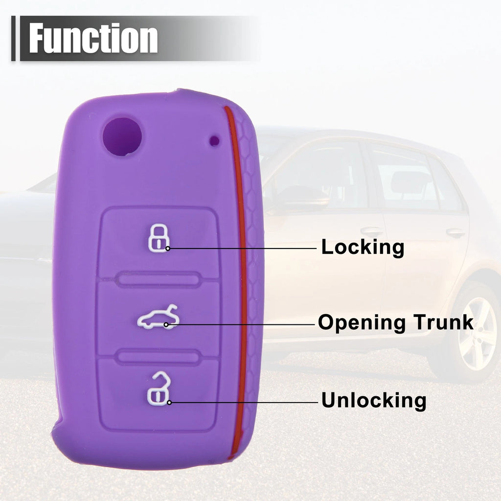 Silicone Key Fob Shell Replacement for Volkswagen GTI 3 Button (2010–2021)