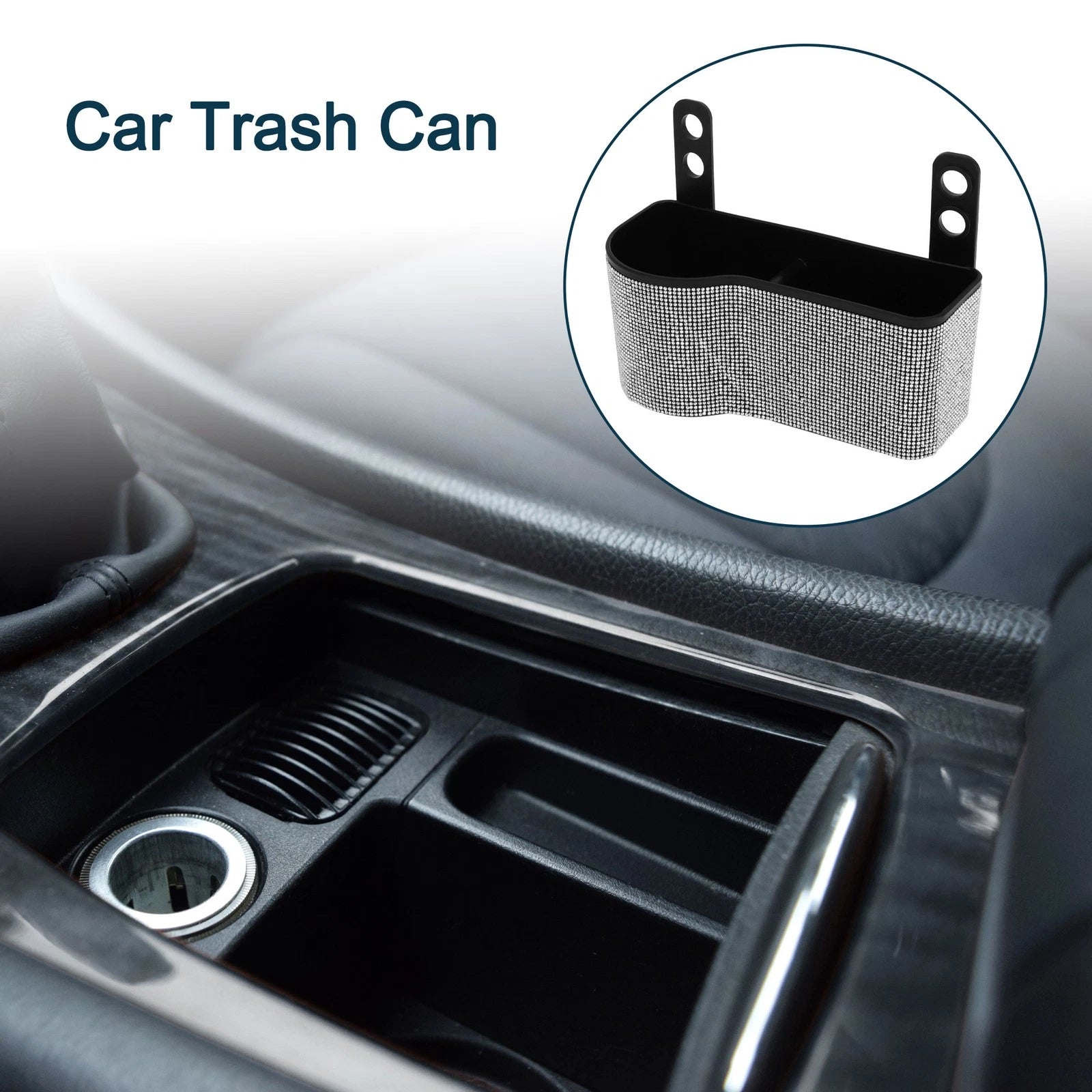 Car Trash Can for Front Seats (1 Pc) - Portable Plastic Bin - White