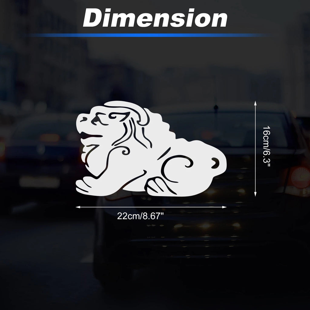 Reflective Bumper Decal for - Silver Tone Lion Dance