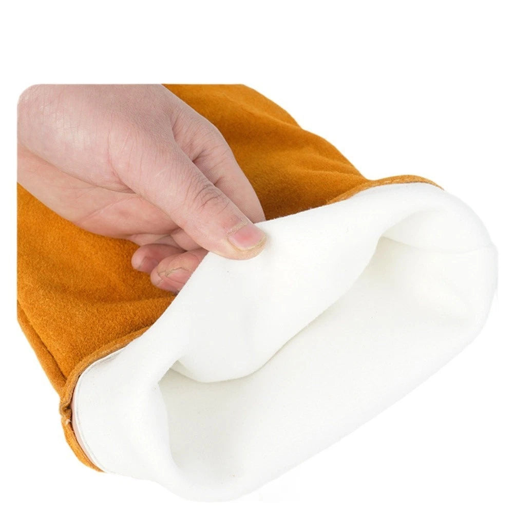 Cowhide Leather Welding Gloves 60cm Long Sleeve for BBQ Fireplace Safety