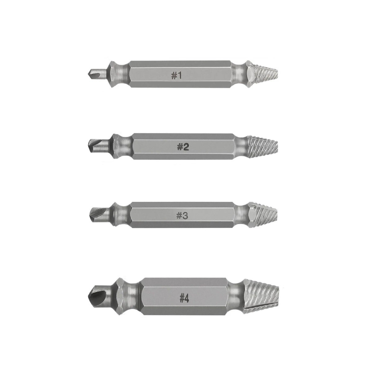 Set of 4 Screw Extractor Kit for Broken Damaged Bolt Remover Drill Bits