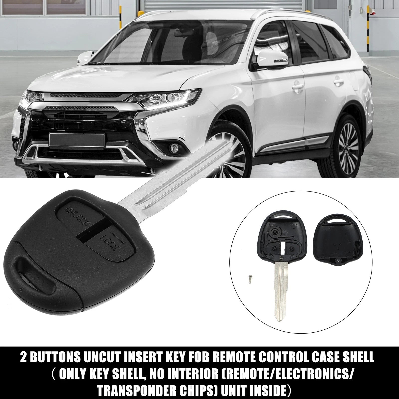 Keyless Entry Remote Housing with 2 Buttons for Mitsubishi (2009–2019)