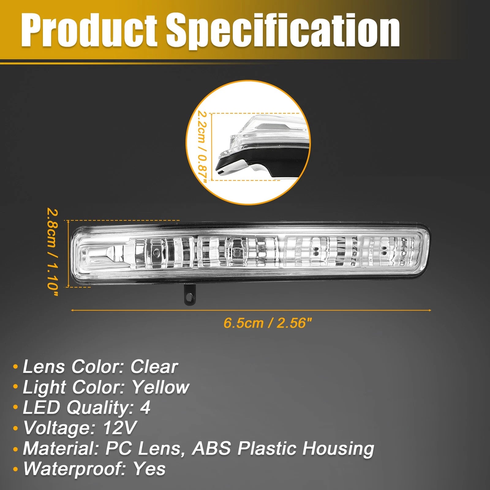 LED Front Right Side Mirror Turn Signal Light for Ford (BB5Z-13B374-A)