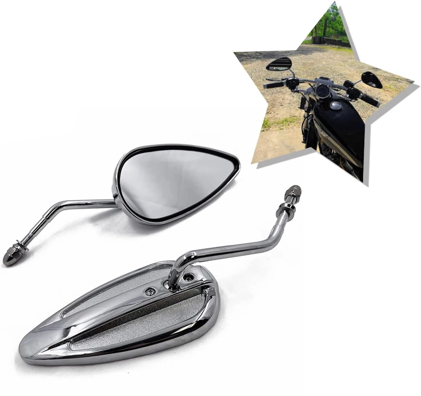 Chrome Classic Teardrop Mirror for Harley-Davidson Sportster (1982–Present)