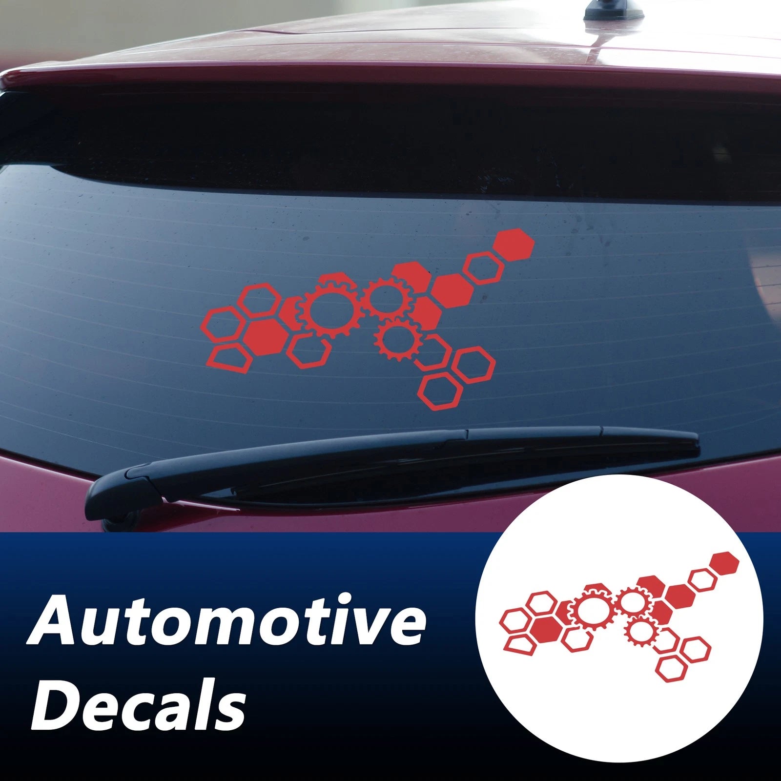 Reflective Bumper Decal for - Red Honeycomb Hexagon