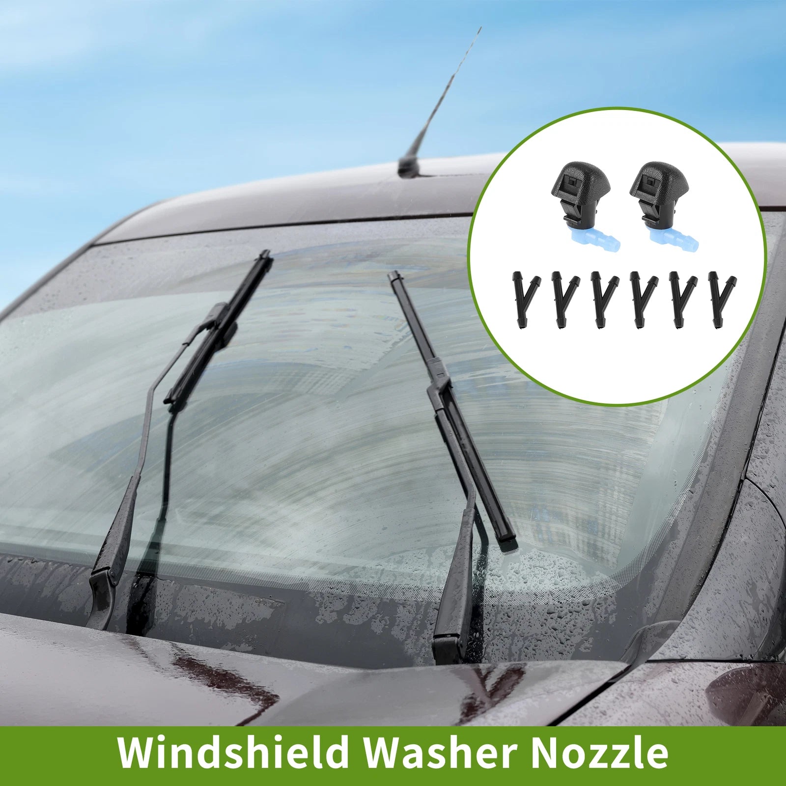 Windshield Washer Nozzle w/ Hose Connector for Pilot (2009–2015) Black, Blue