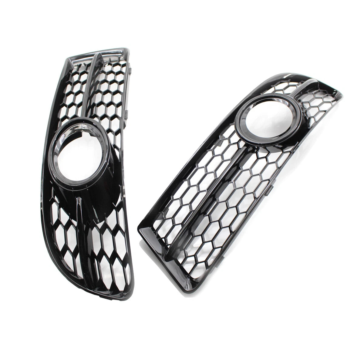 2X Honeycomb Lower Fog Light Grille for Audi A4 B7 S-Line S4 (2005–2008) Gloss Black