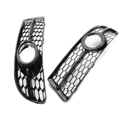 2X Honeycomb Lower Fog Light Grille for Audi A4 B7 S-Line S4 (2005–2008) Gloss Black