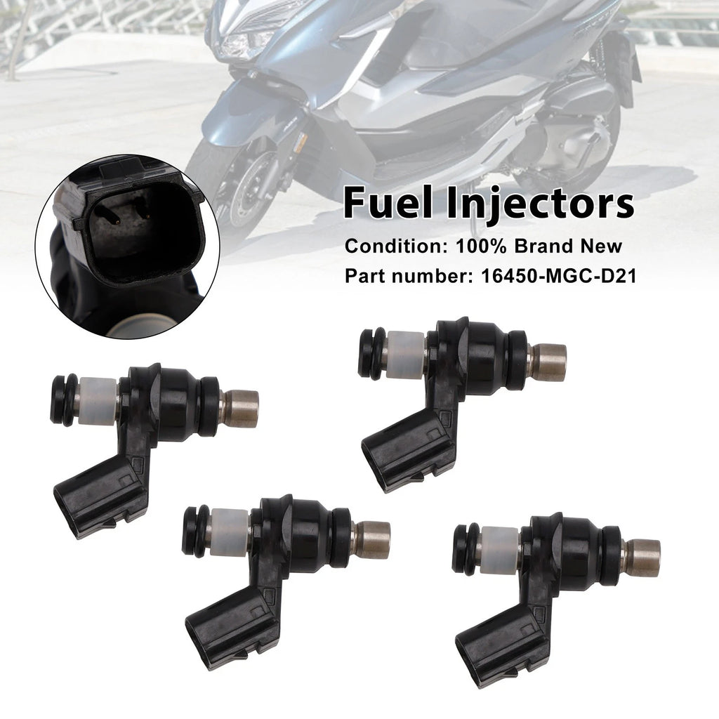 Set of 4 Fuel Injectors for Honda CB1100 (2013–2017), NSS300 Forza 300 16450-MGC-D21
