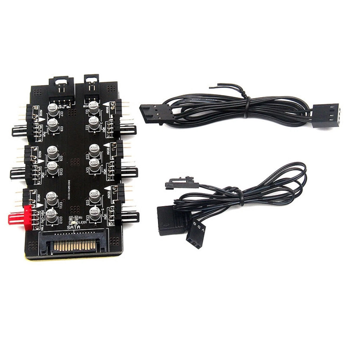SATA 1 To 6 Way PWM ARGB Device Expander for Cooling Fans Hub Splitter