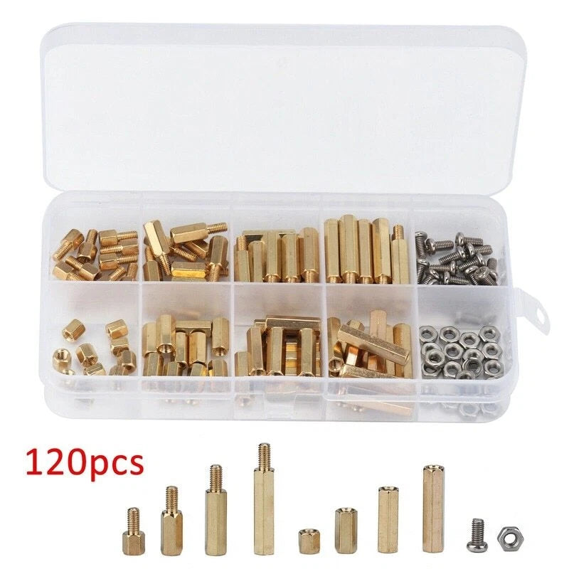 120Pcs M3 Brass Hex Column Standoff Spacer
