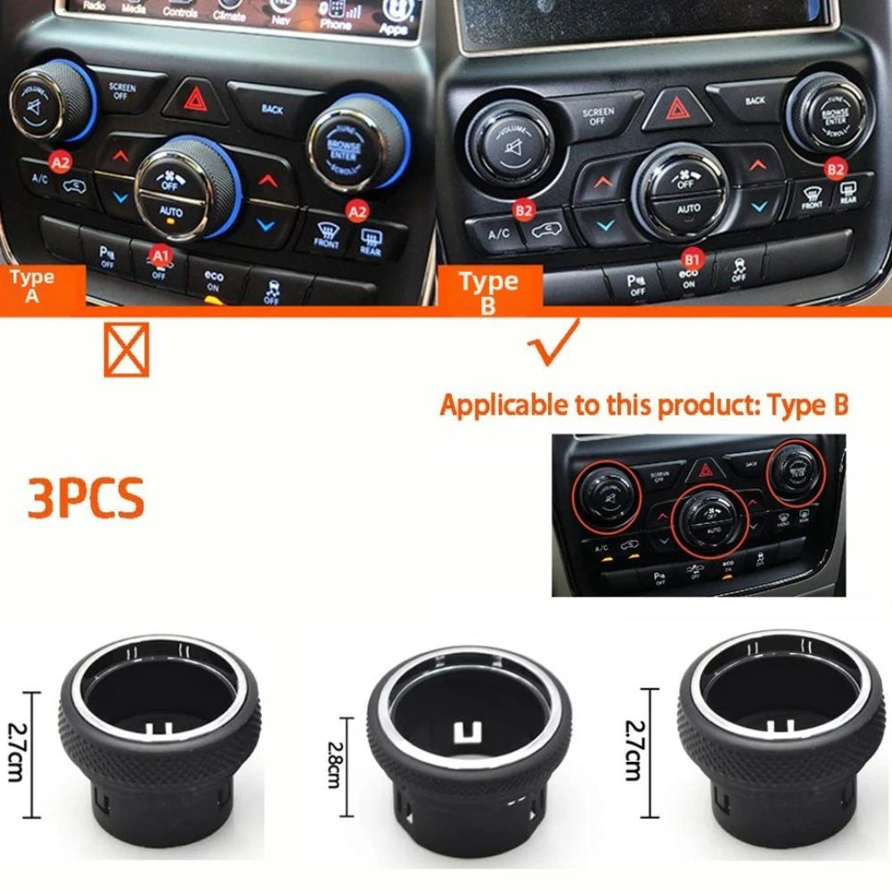 Set of 3 AC Control Knobs for Grand Cherokee WK2 (2014–2021)