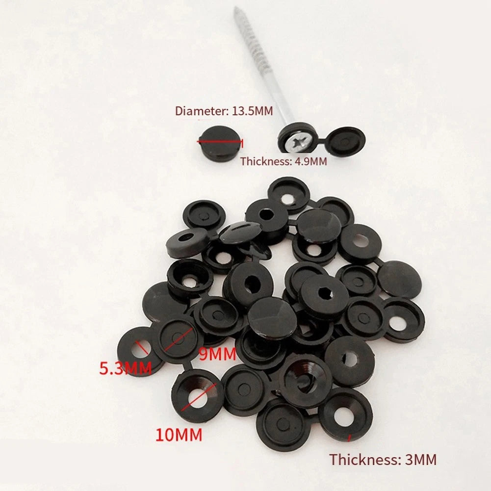 200PCS Black Plastic Screw Covers for Bolts (Decorative Fastener)