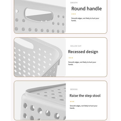 Plastic Storage Basket for Home Desktop Kitchen Bath (White/Yellow)