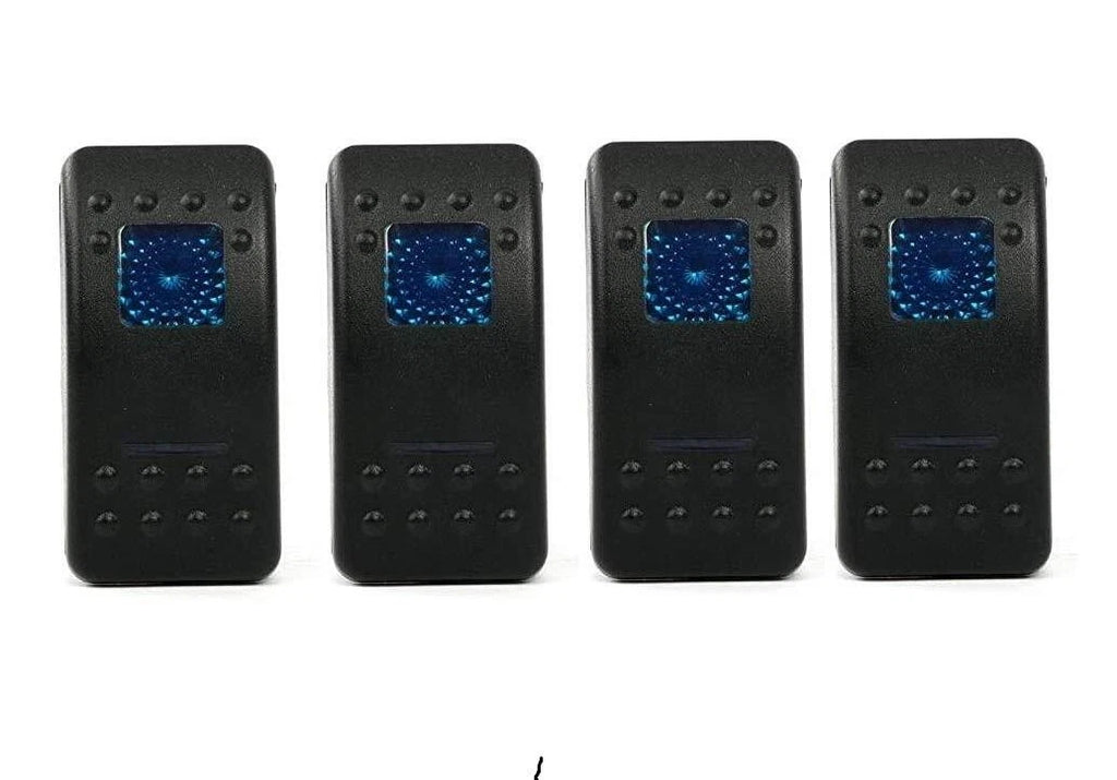 4Pcs 12V 20A Blue LED Rocker Switch Waterproof DPDT 7 Pin for Marine