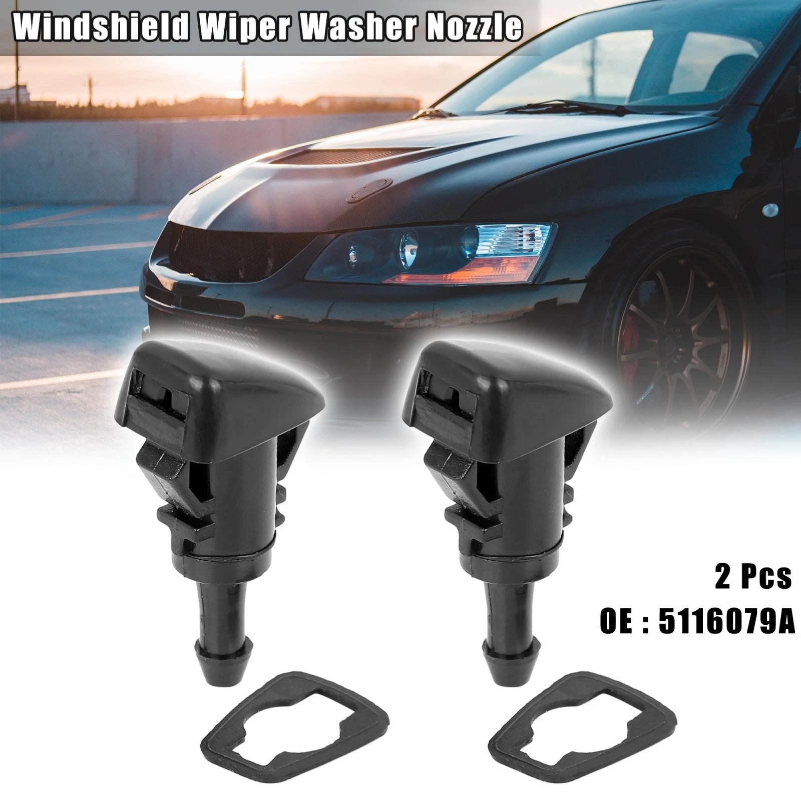 2PC Windshield Washer Nozzle Spray for Chrysler PT Cruiser and Dodge Journey (2001–2010)