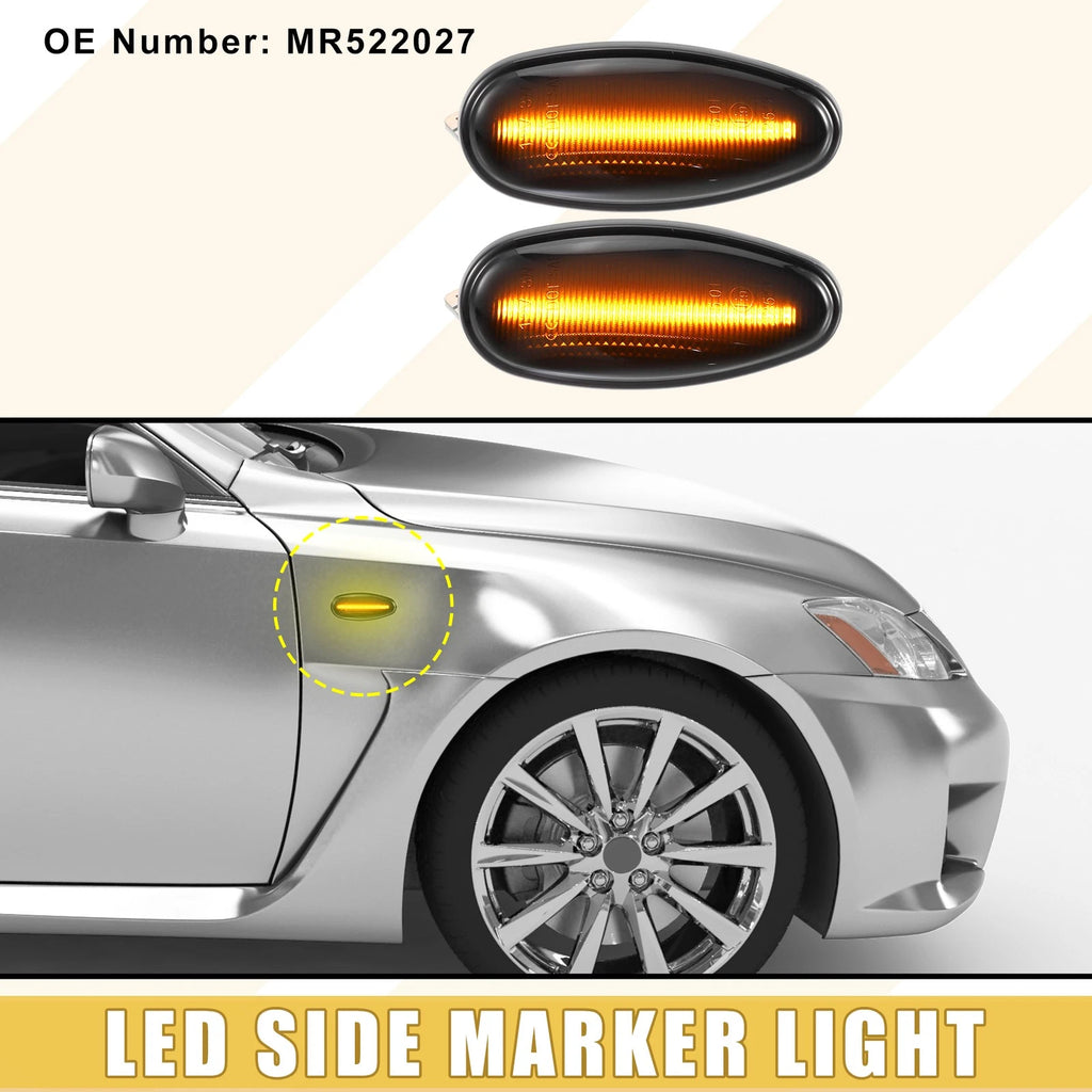 Front Sequential LED Side Marker Light for Mitsubishi Amber 1 Pair (2007–2015)
