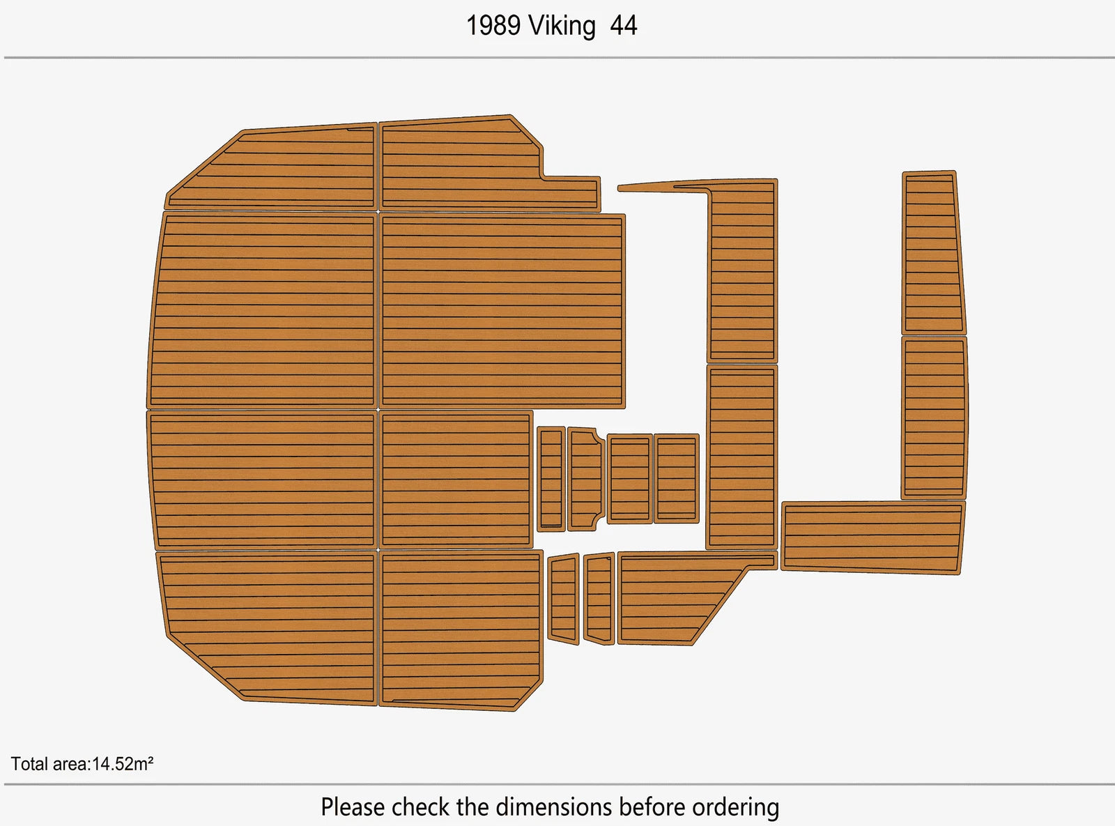 EVA Pads for Viking 44 Boat (1989) - Faux Teak Flooring Mat