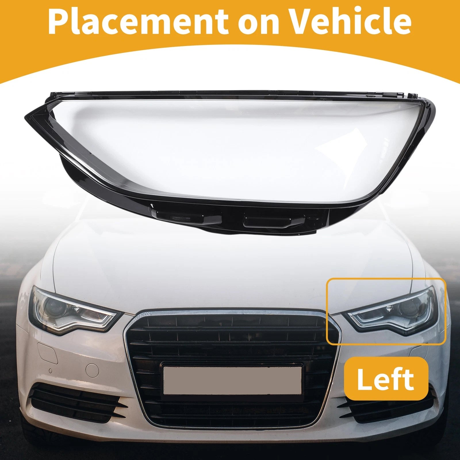 Headlight Lens Cover Front Left OEM Replacement for Audi A4 (2020–2023)