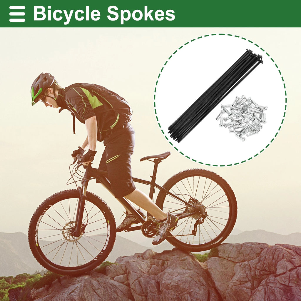 Bicycle Spokes Nipple Set 253mm Carbon Steel Black Universal (Universal)