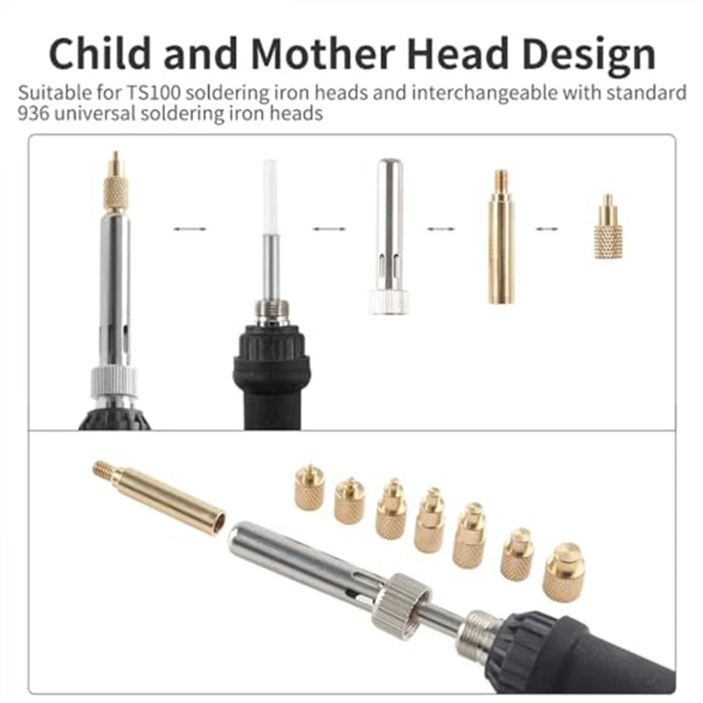 Brass Heating Kit with M2M8 Nuts for TS100, 936 Tools (Compatible)