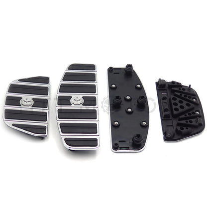 Chrome Gear Skull Rider Passenger Footboard Kit for Harley Touring/Softail (1987–2015)