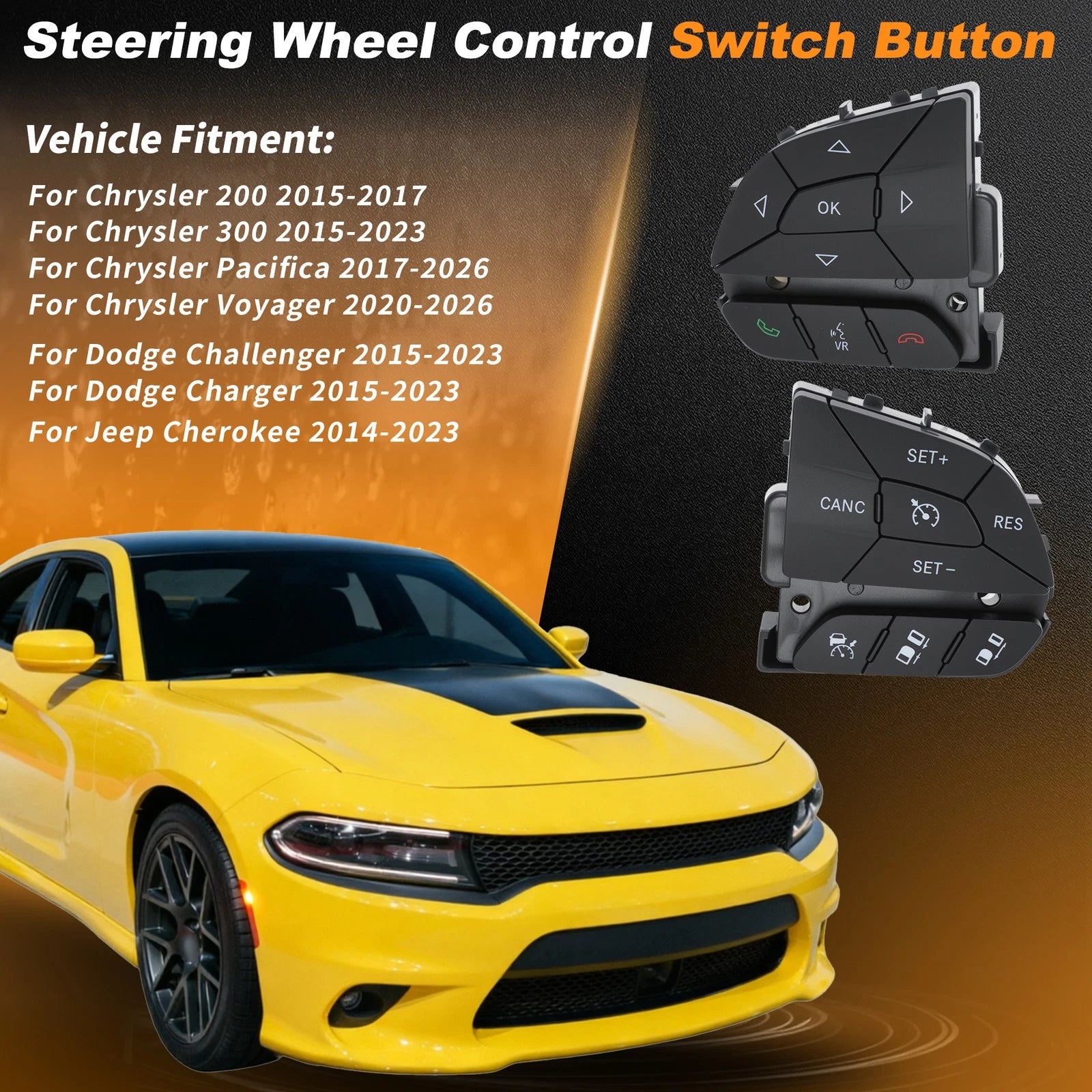Steering Wheel Cruise Audio Control Switch for Dodge Challenger Charger (2015–2023)
