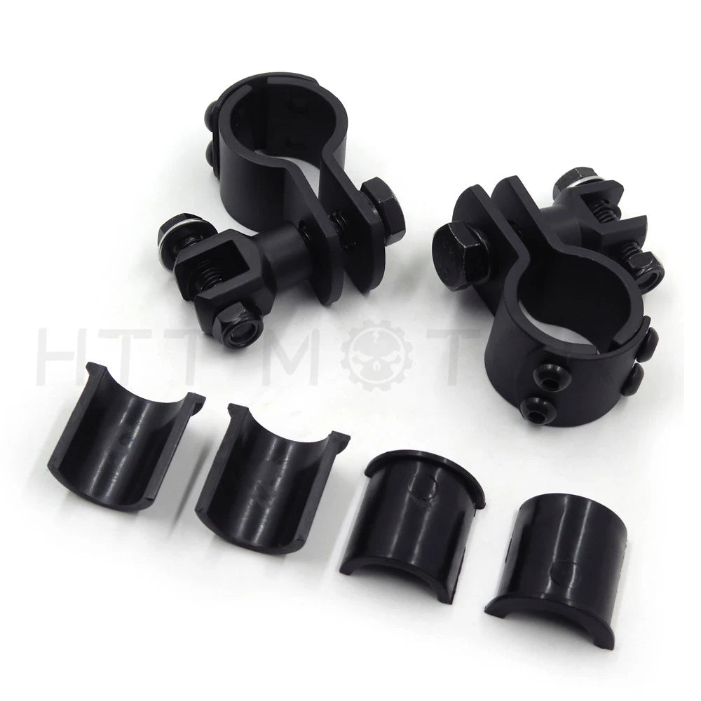 Pair Black Foot Peg Mounts for Harley (1 1/4" Engine Guard)